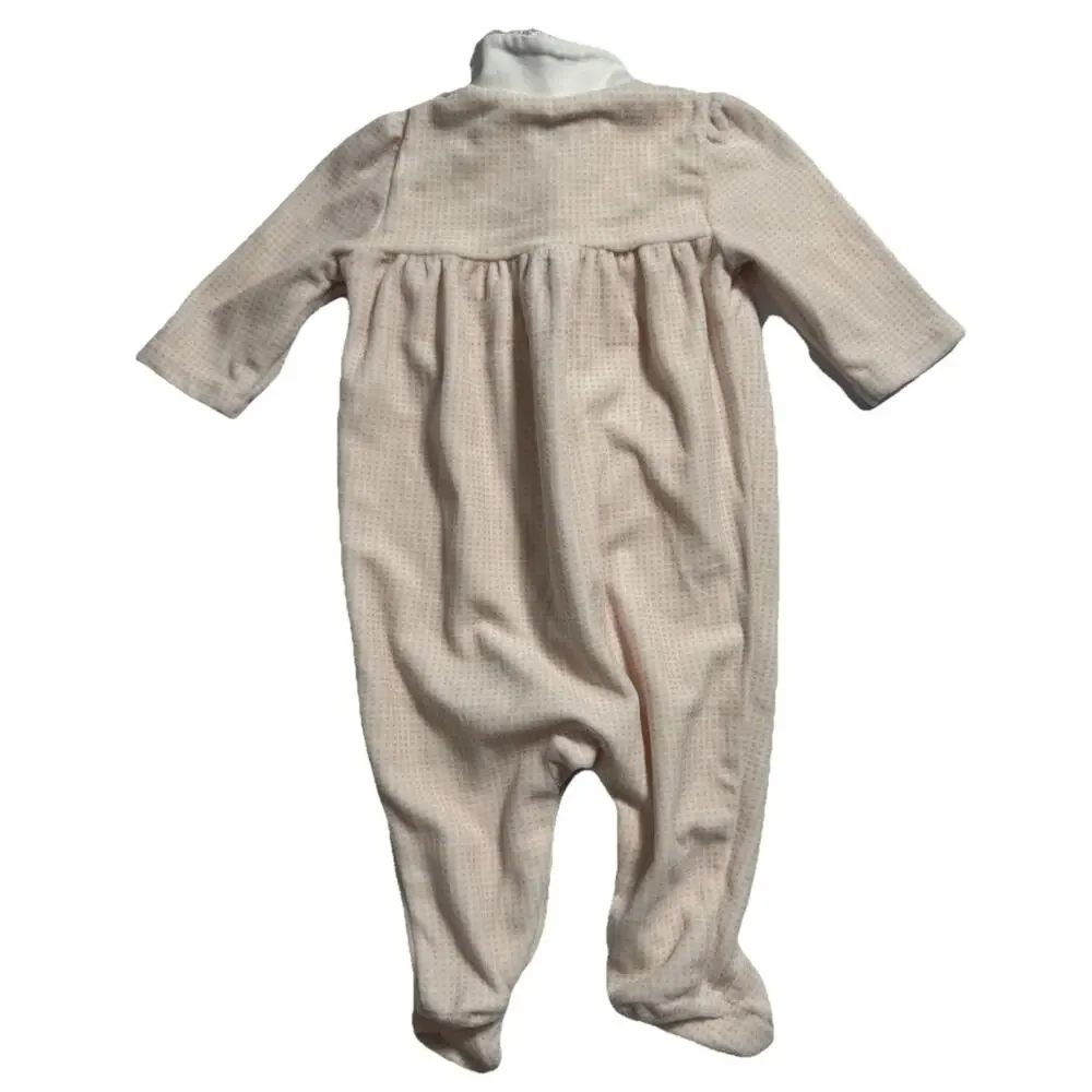 Ralph Lauren Baby Girls Footed Sleeper Pink Ruffle Collar 3M Cotton Blend